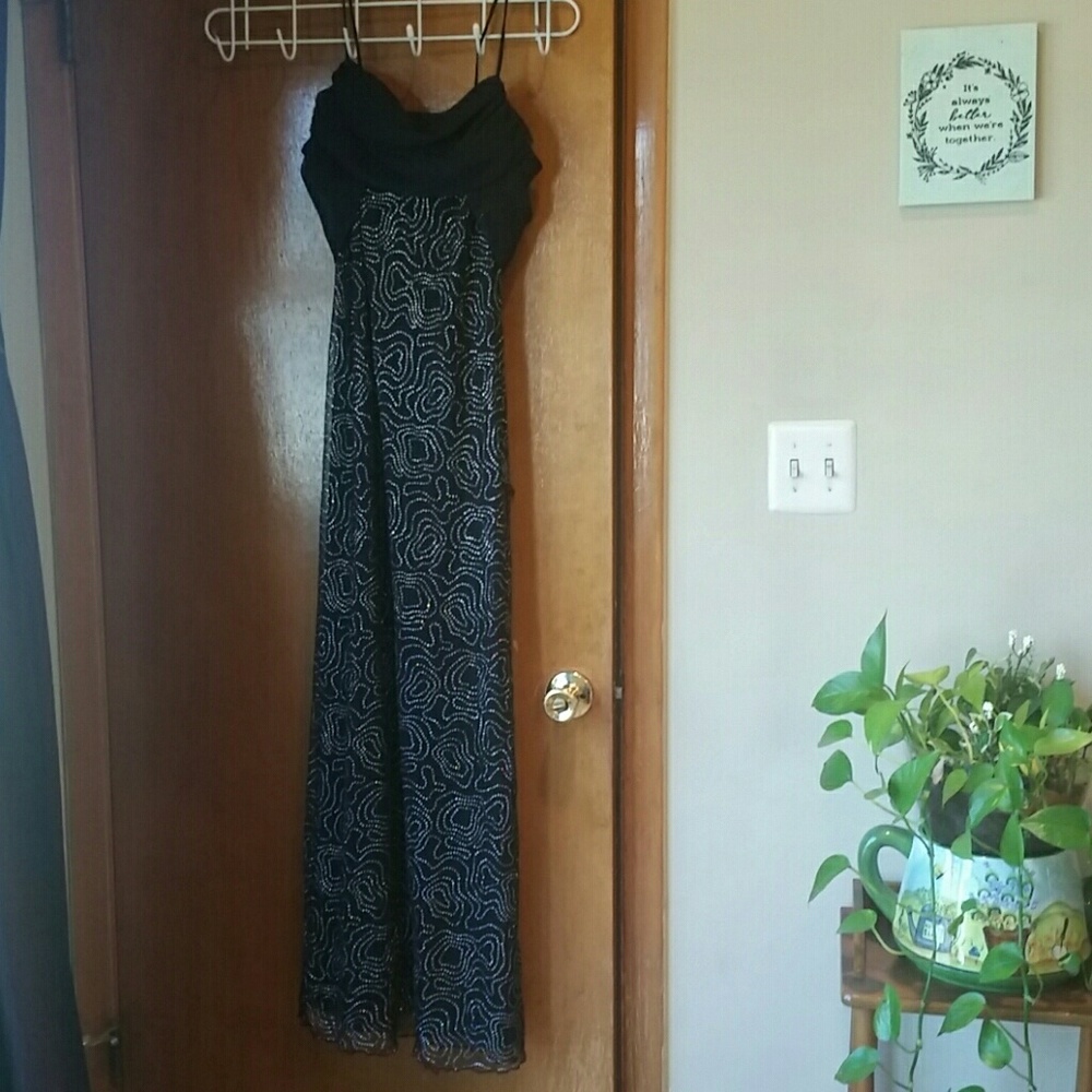 Black embellished multi color gown